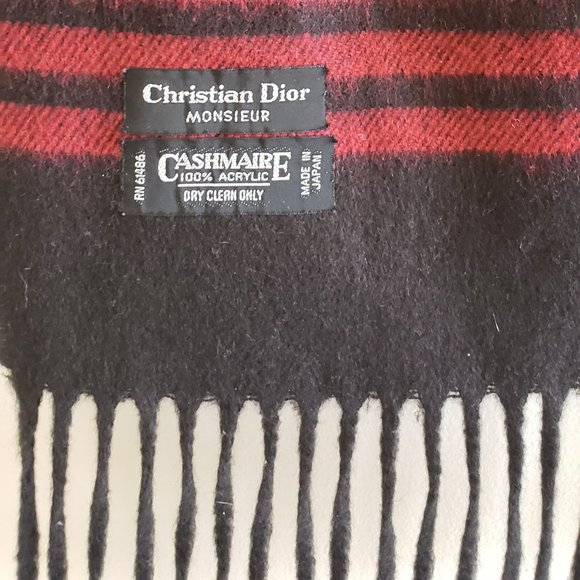 Vtg Christian Dior Cashmaire stripe Fringe Scarf - Picture 3 of 5